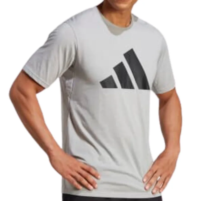 Adidas Medium Grey Heather / Black Train Essentials Feelready Logo Training Men Tennis Tee