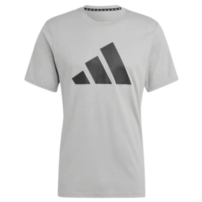 Adidas Medium Grey Heather / Black Train Essentials Feelready Logo Training Men Tennis Tee