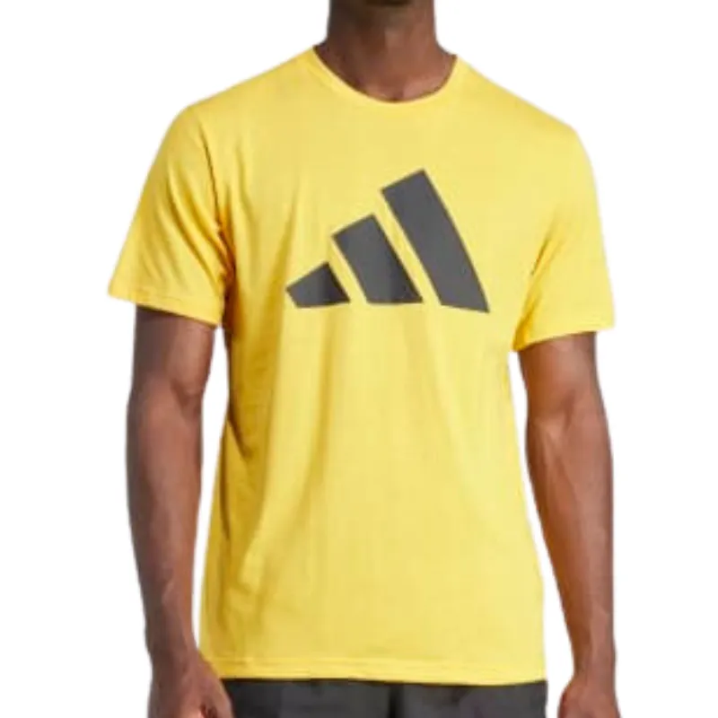Adidas Train Essentials Feelready Active Gold / Black  Logo Training Men Tennis Tee