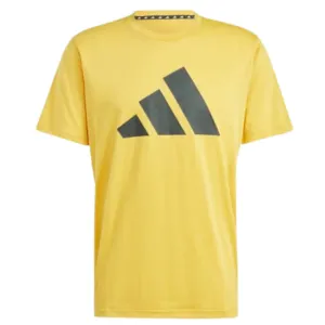 Adidas Train Essentials Feelready Active Gold / Black  Logo Training Men Tennis Tee