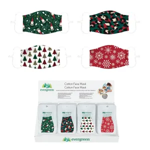 Adult Non-Medical Cotton Face Mask, 4 Holiday Designs, 9 of each, 36 pcs total,7cdu107