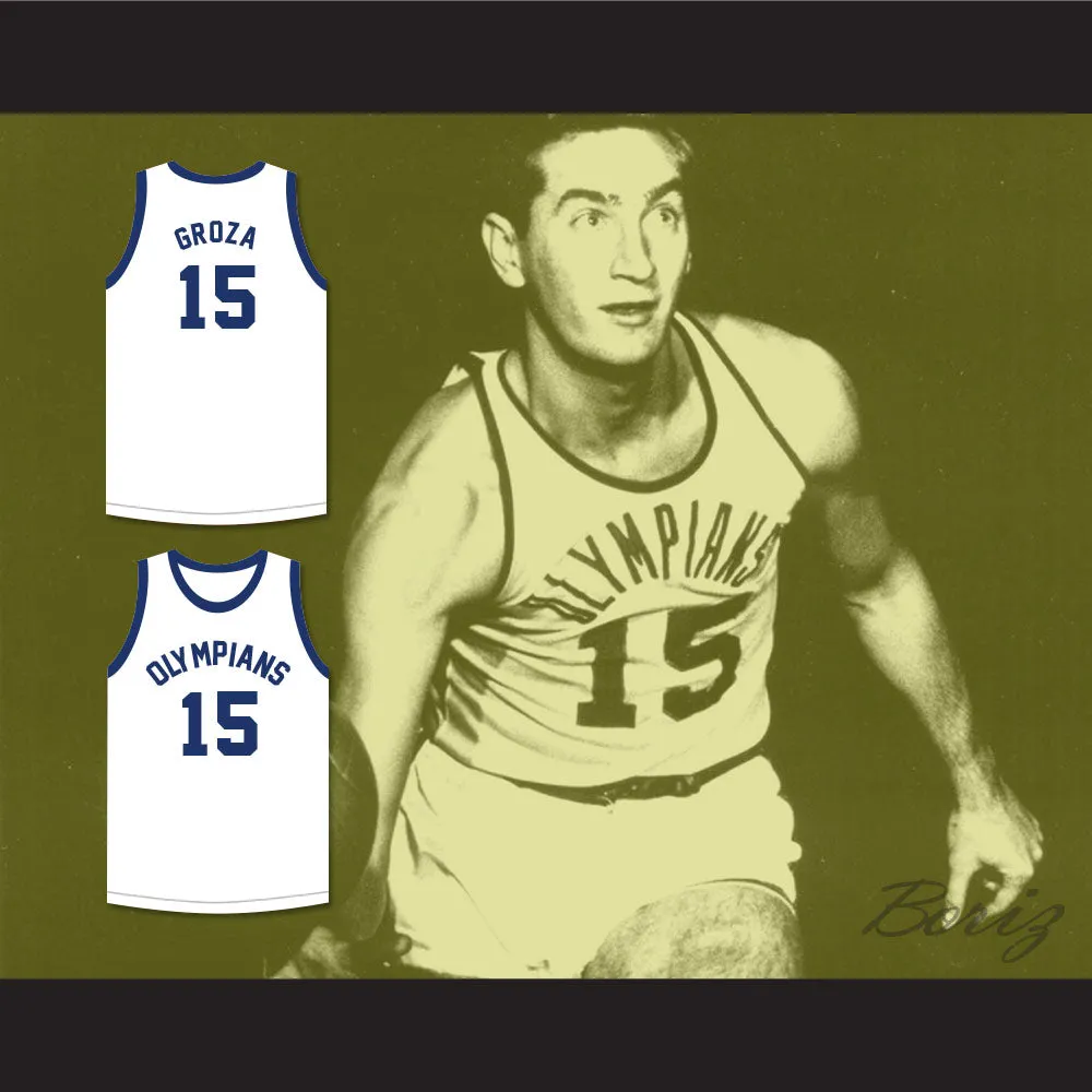 Alex Groza 15 Indianapolis Olympians Retro White Basketball Jersey