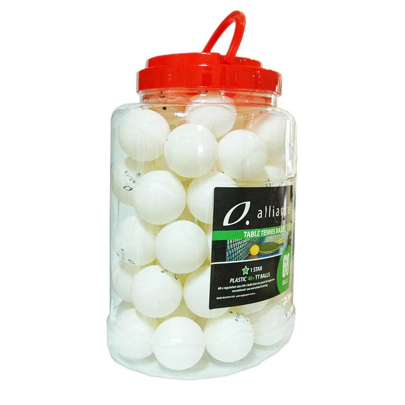 ALLIANCE TABLE TENNIS BALLS 40  ABS 1 STAR WHITE - BUCKET OF 60