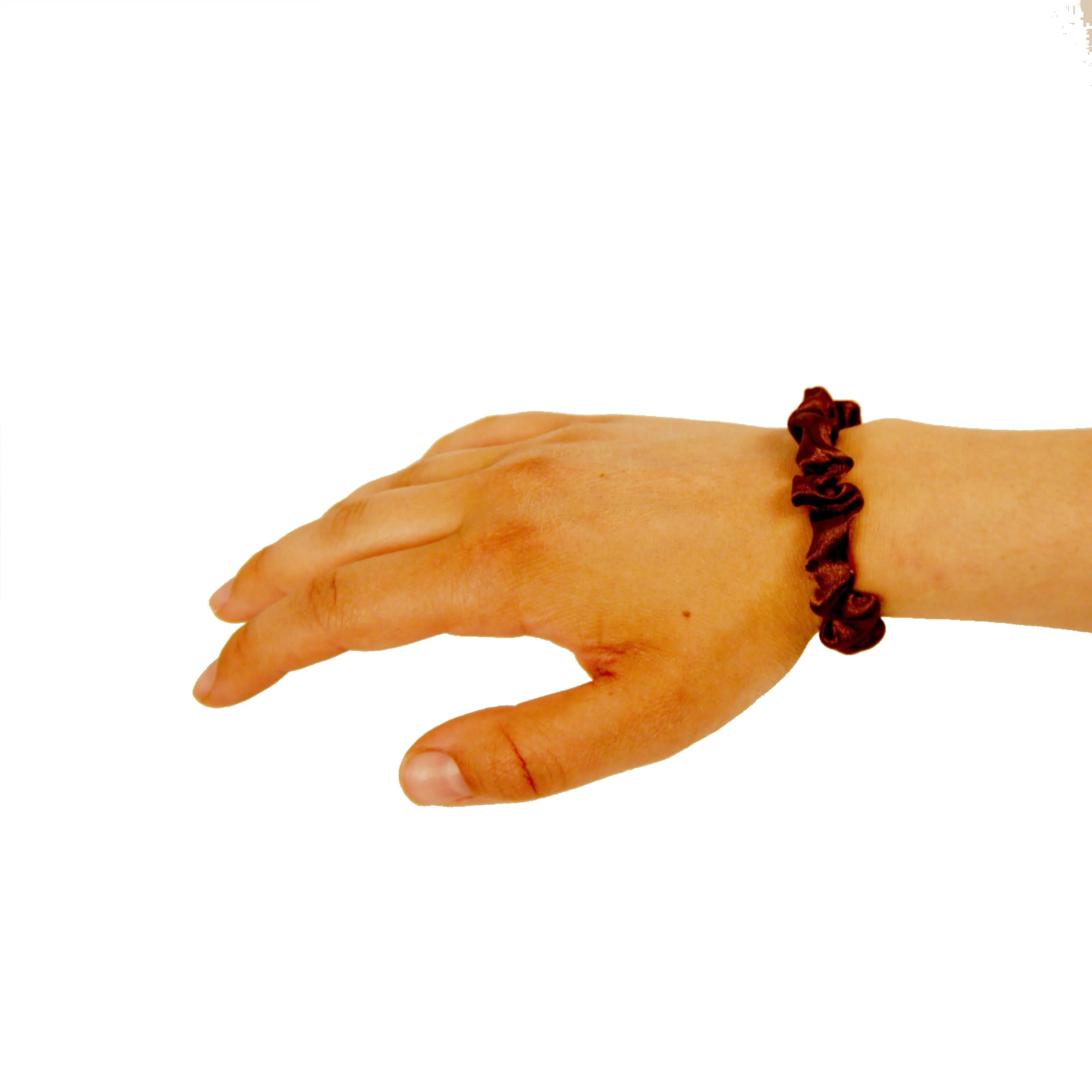 Amelia Beauty, Brown Satin Scrunchies, 2.25in Diameter, Gentle on Hair, Strong Hold, No Snag, No Dents or Creases. 12 Pack