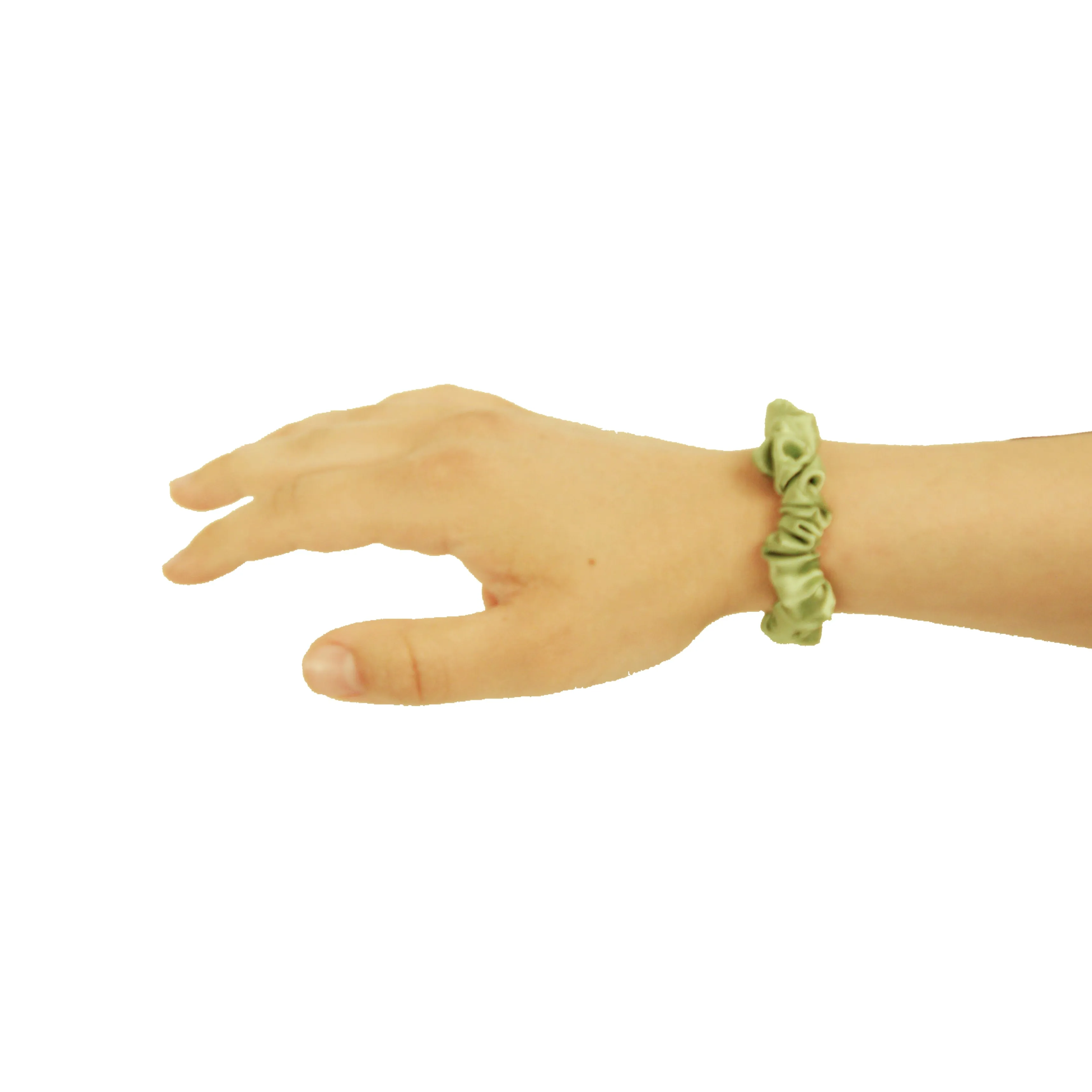 Amelia Beauty, Lime Satin Scrunchies, 2.25in Diameter, Gentle on Hair, Strong Hold, No Snag, No Dents or Creases. 12 Pack