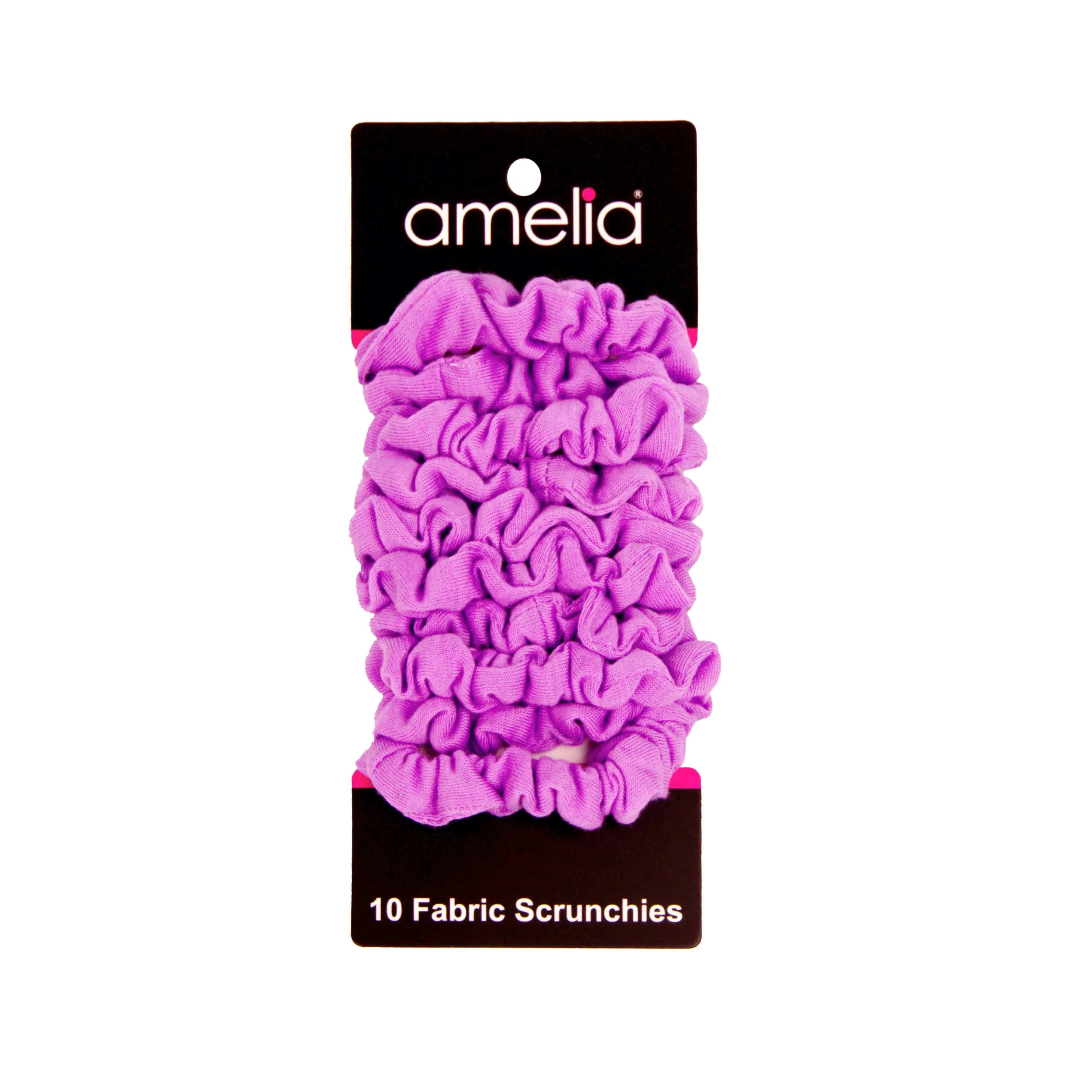 Amelia Beauty, Medium Purple Jersey Scrunchies, 2.5in Diameter, Gentle on Hair, Strong Hold, No Snag, No Dents or Creases. 10 Pack