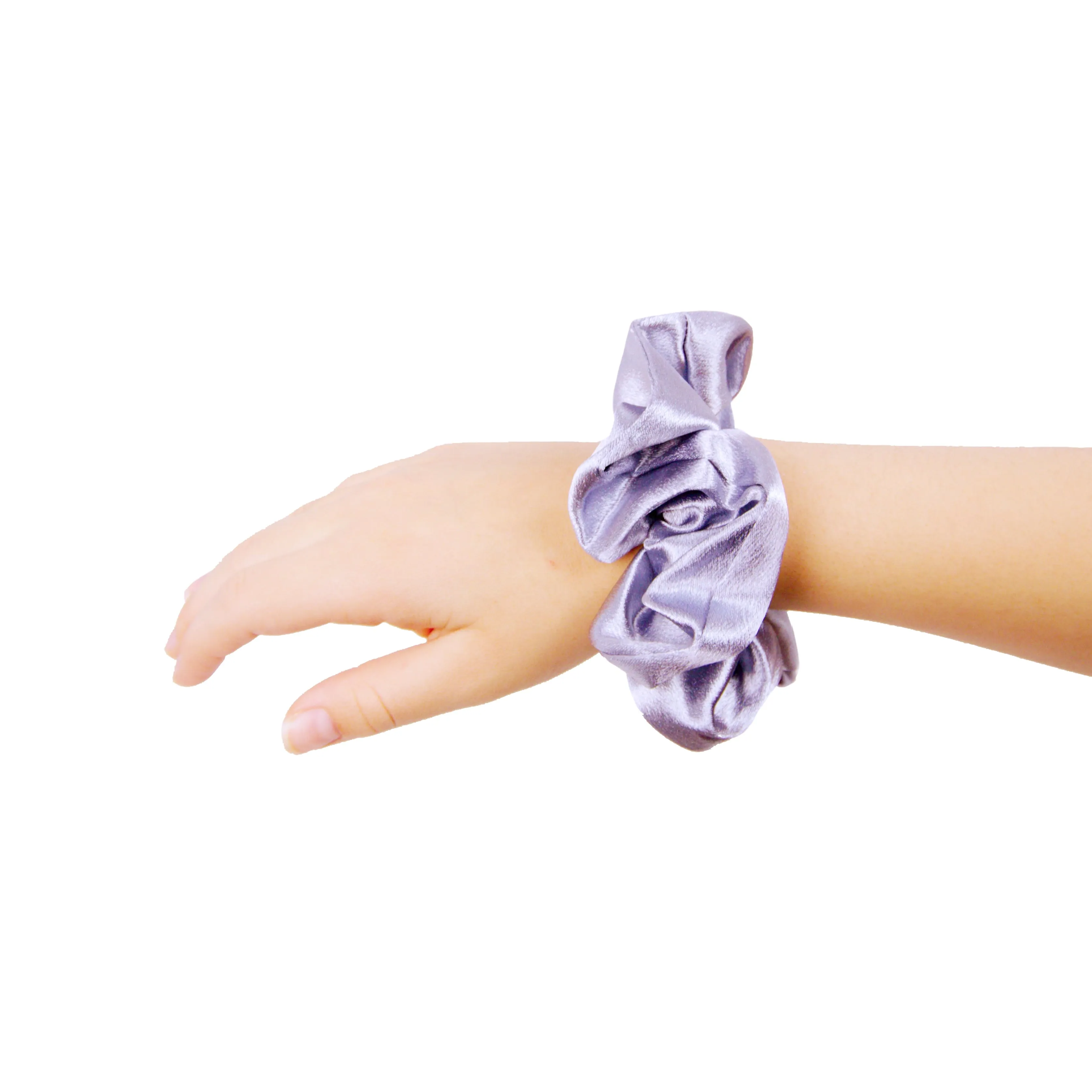 Amelia Beauty Pastel Blue Imitation Silk Scrunchies, 4.5in Diameter, Gentle on Hair, Strong Hold, No Snag, No Dents or Creases. 6 Pack