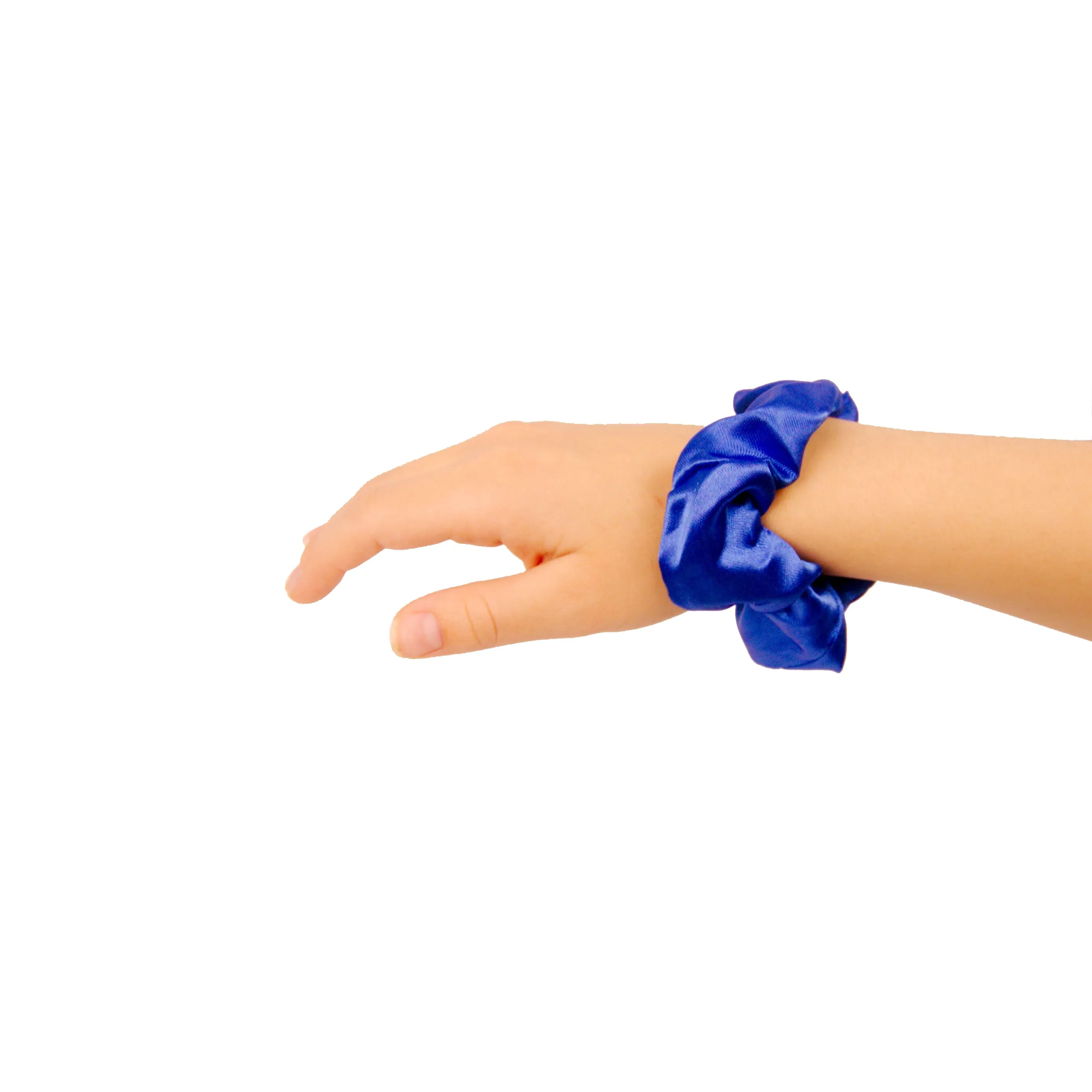 Amelia Beauty Products, Blue Satin Scrunchies, 3.5in Diameter, Gentle on Hair, Strong Hold, No Snag, No Dents or Creases. 8 Pack