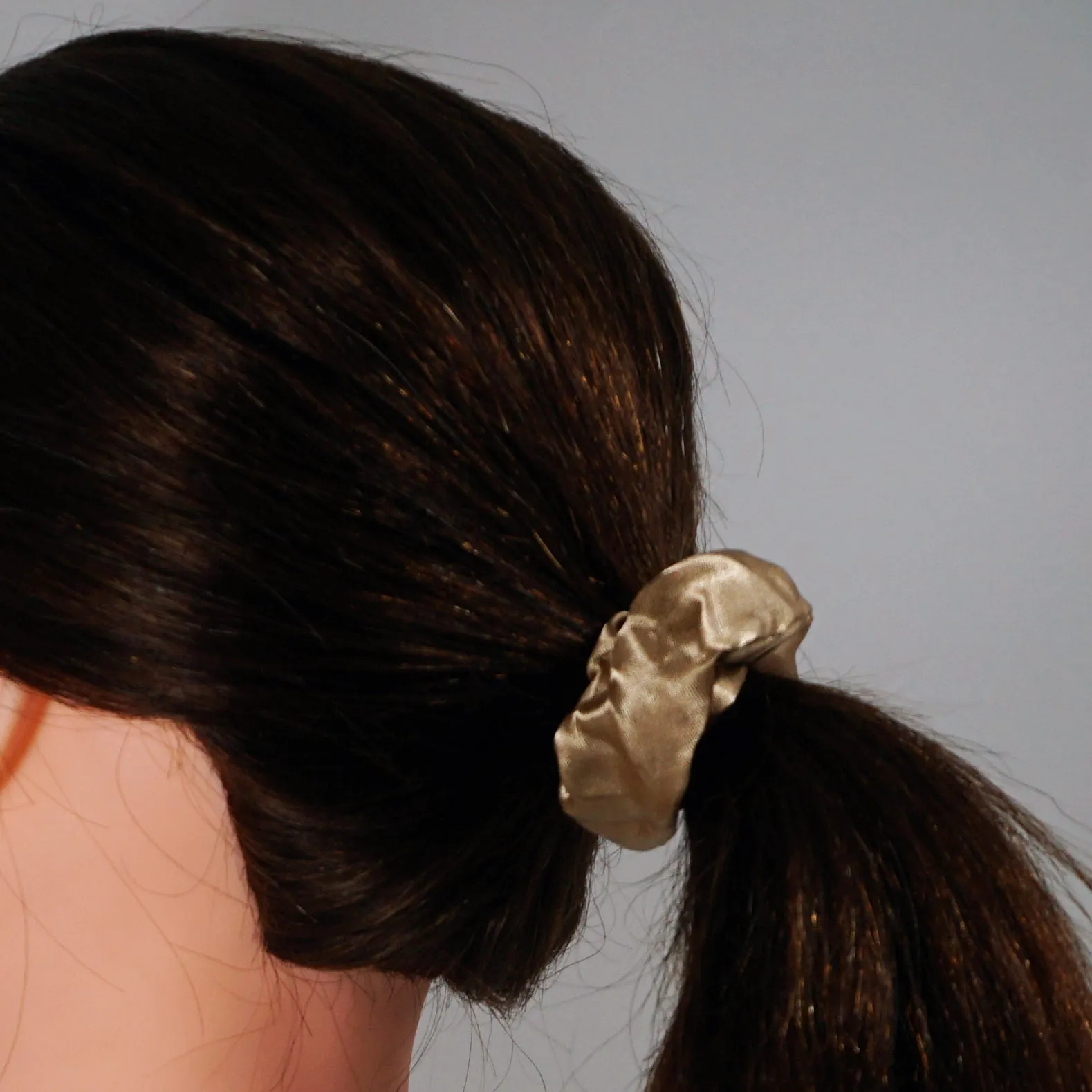 Amelia Beauty Products, Tan Satin Scrunchies, 3.5in Diameter, Gentle on Hair, Strong Hold, No Snag, No Dents or Creases. 8 Pack