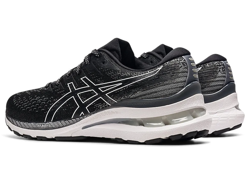 Asics Women's Gel-Kayano 28 Wide (D) Running Shoes in Black/White