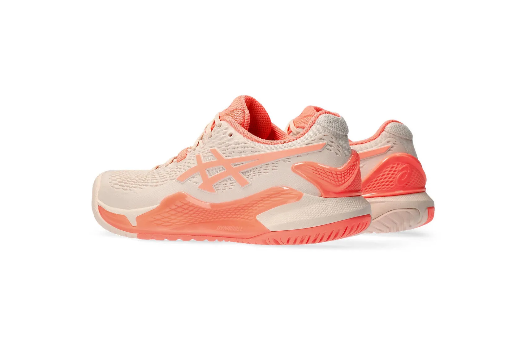 Asics Women's GEL-RESOLUTION 9 Tennis Shoes in Pearl Pink/Sun Coral