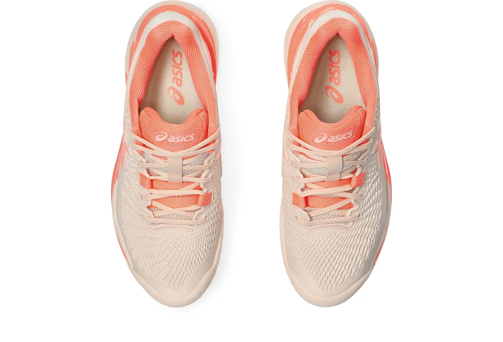 Asics Women's GEL-RESOLUTION 9 Tennis Shoes in Pearl Pink/Sun Coral