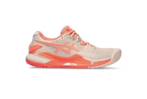 Asics Women's GEL-RESOLUTION 9 Tennis Shoes in Pearl Pink/Sun Coral