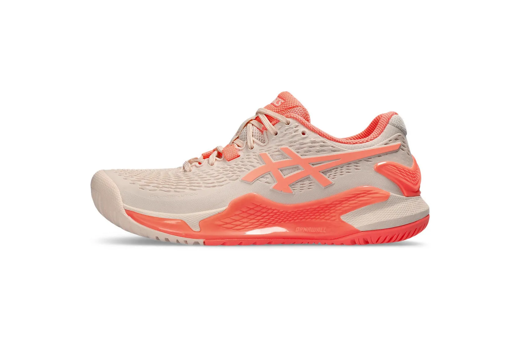 Asics Women's GEL-RESOLUTION 9 Tennis Shoes in Pearl Pink/Sun Coral