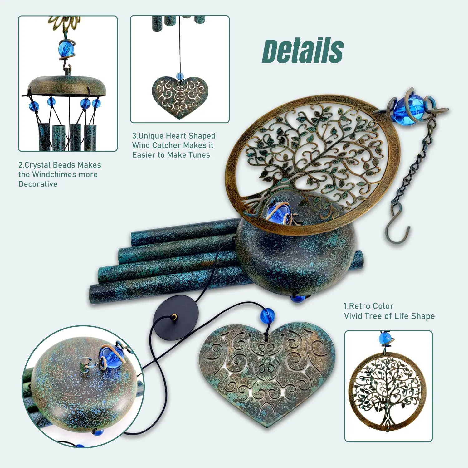 ASTARIN Sympathy Wind Chimes Outdoor Large Deep Tone,36" Handmade Wind Chimes Tu