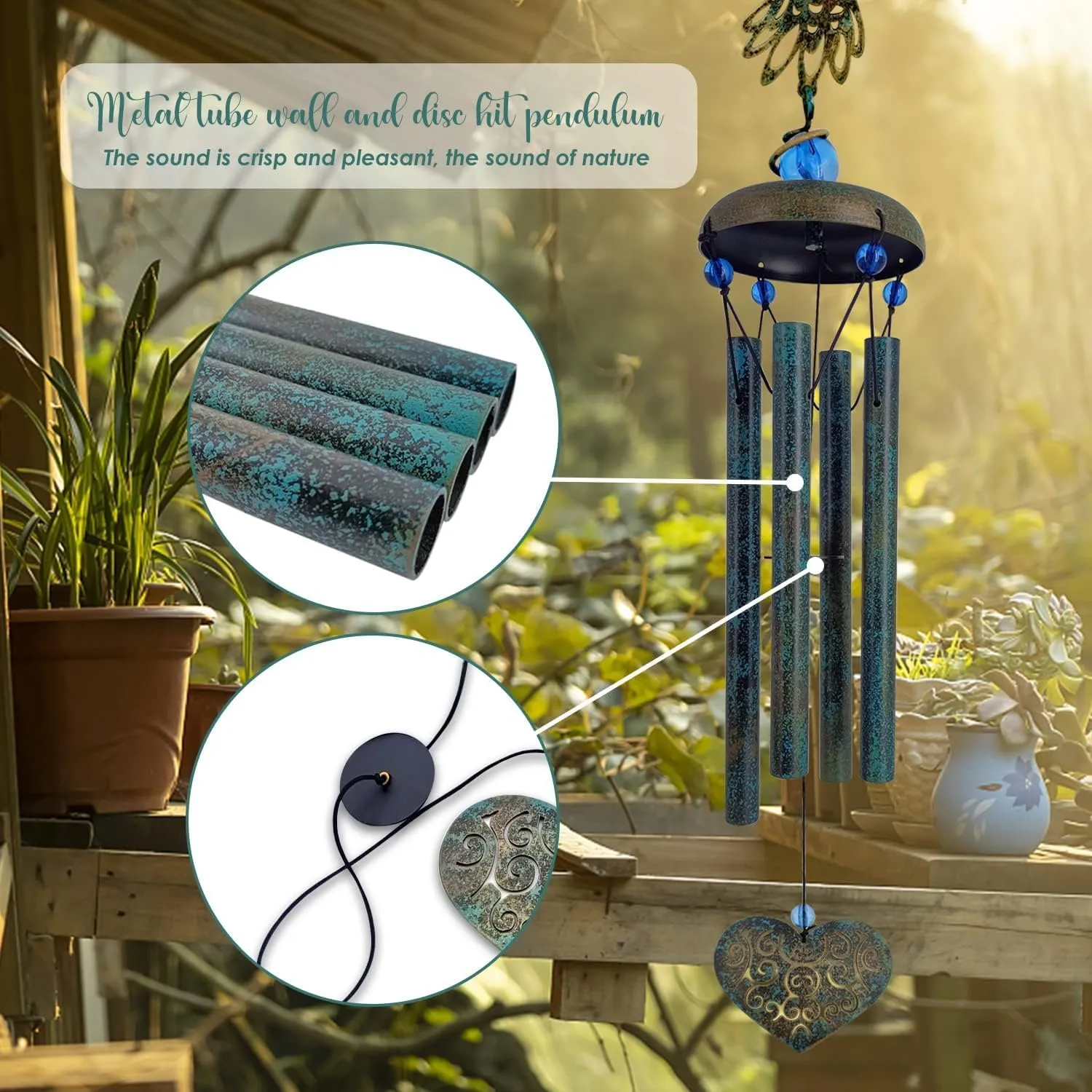 ASTARIN Sympathy Wind Chimes Outdoor Large Deep Tone,36" Handmade Wind Chimes Tu