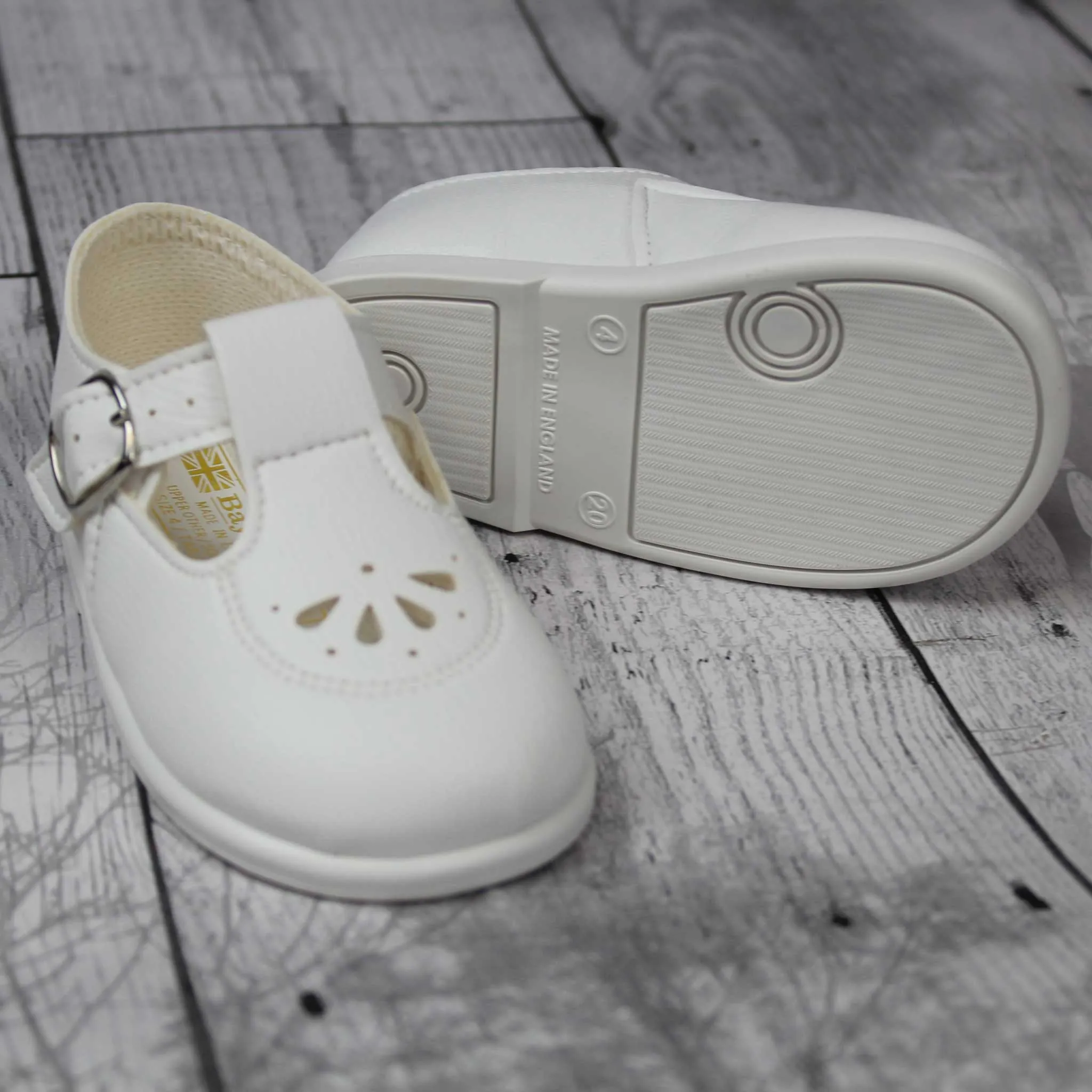 Baypods First Walker Shoes - Hard Sole White T Bar