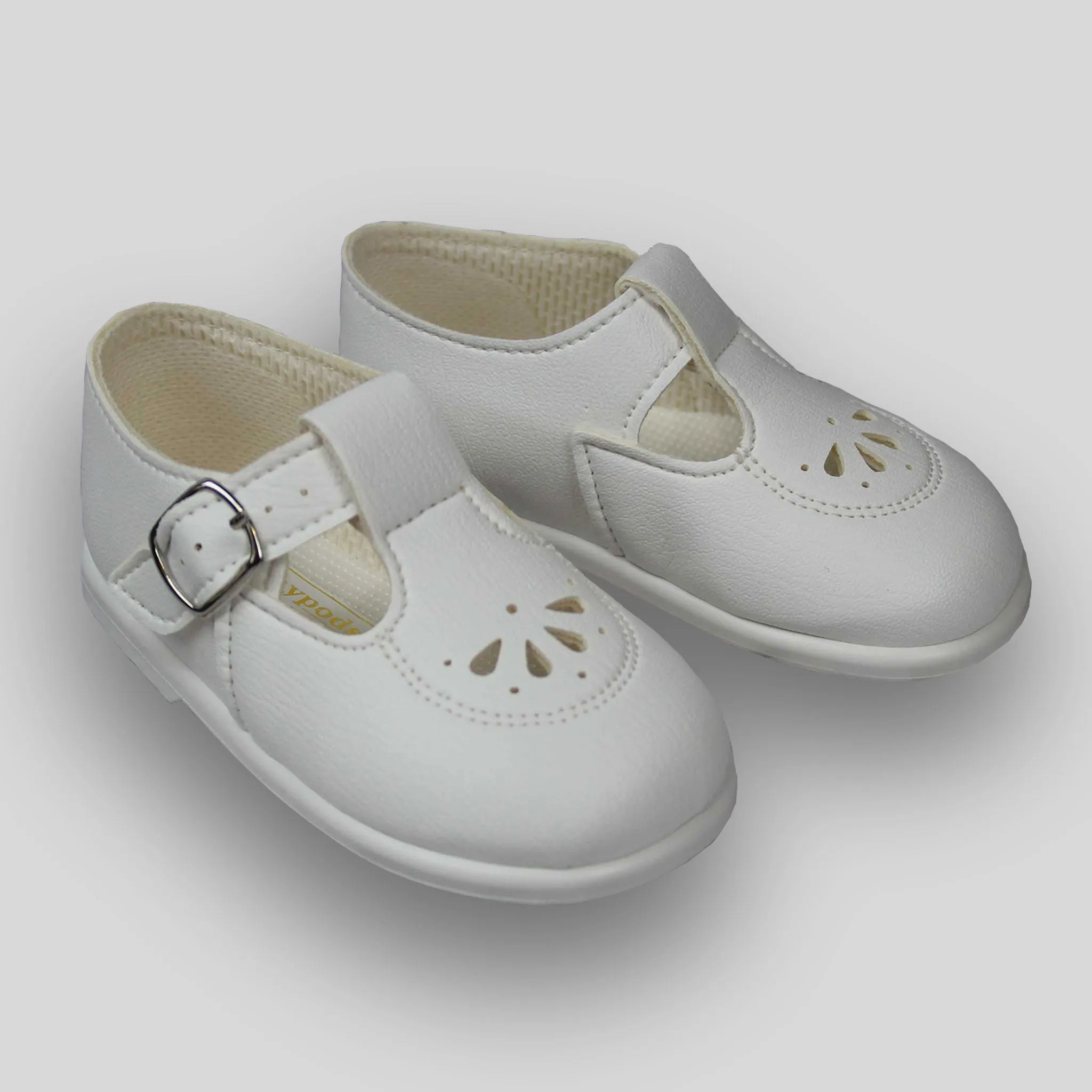 Baypods First Walker Shoes - Hard Sole White T Bar