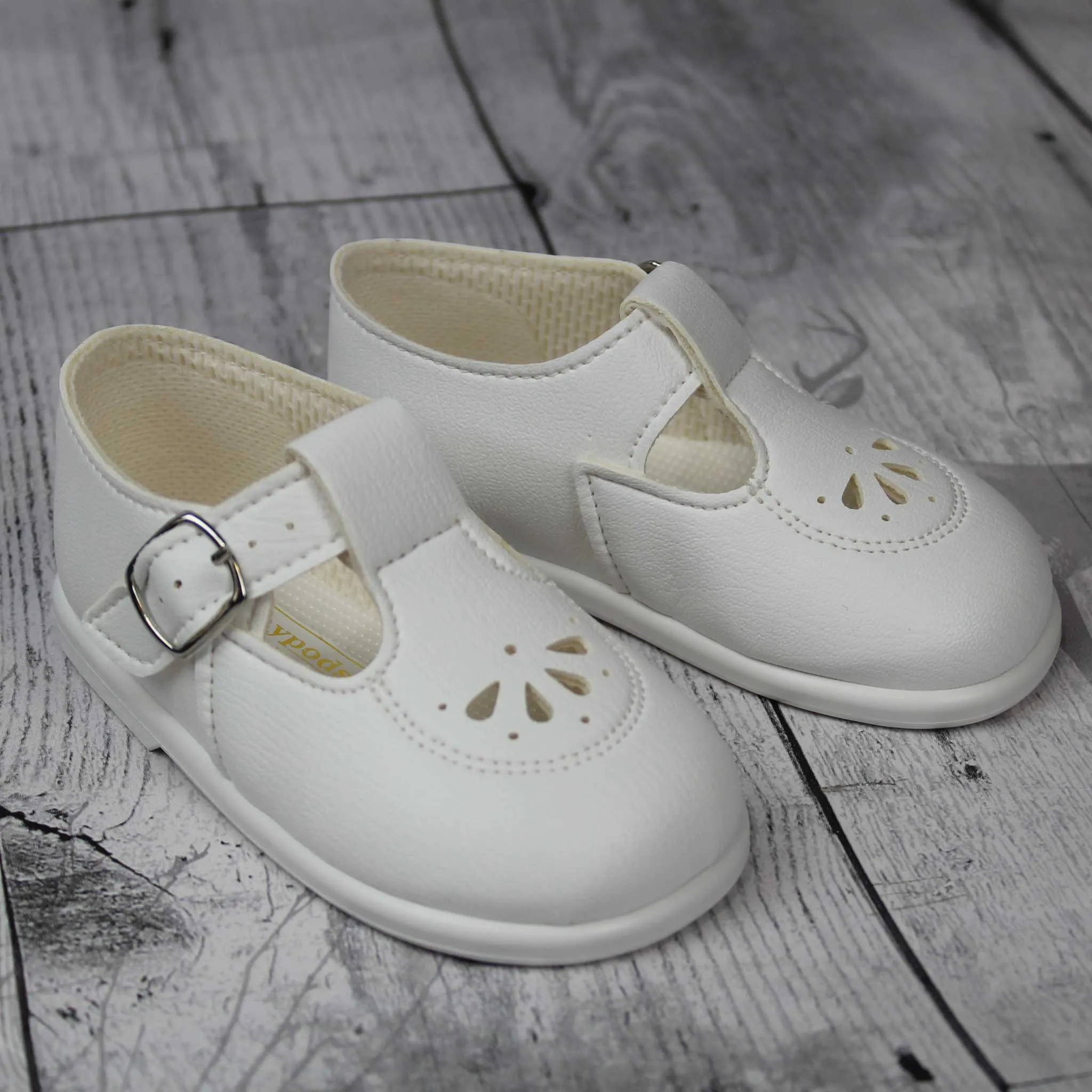 Baypods First Walker Shoes - Hard Sole White T Bar