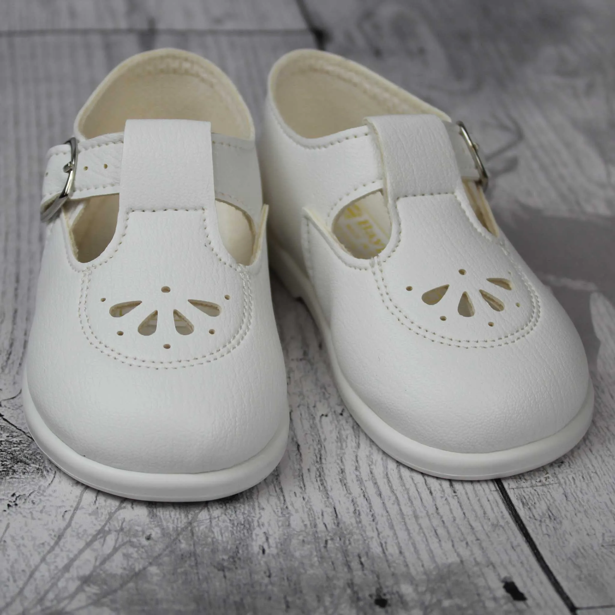 Baypods First Walker Shoes - Hard Sole White T Bar