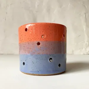 Bella Joy Stoneware Candle Holder - Coral and Blue