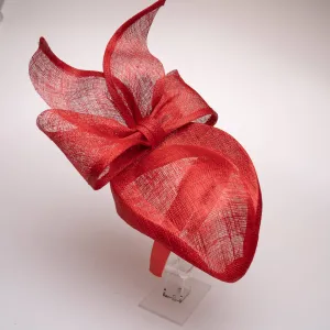 Big Bow Sinamay Pillbox Fascinator: Red