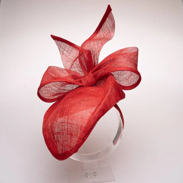 Big Bow Sinamay Pillbox Fascinator: Red