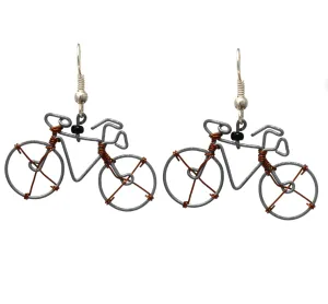 Bike Earrings of Upcycled Metal