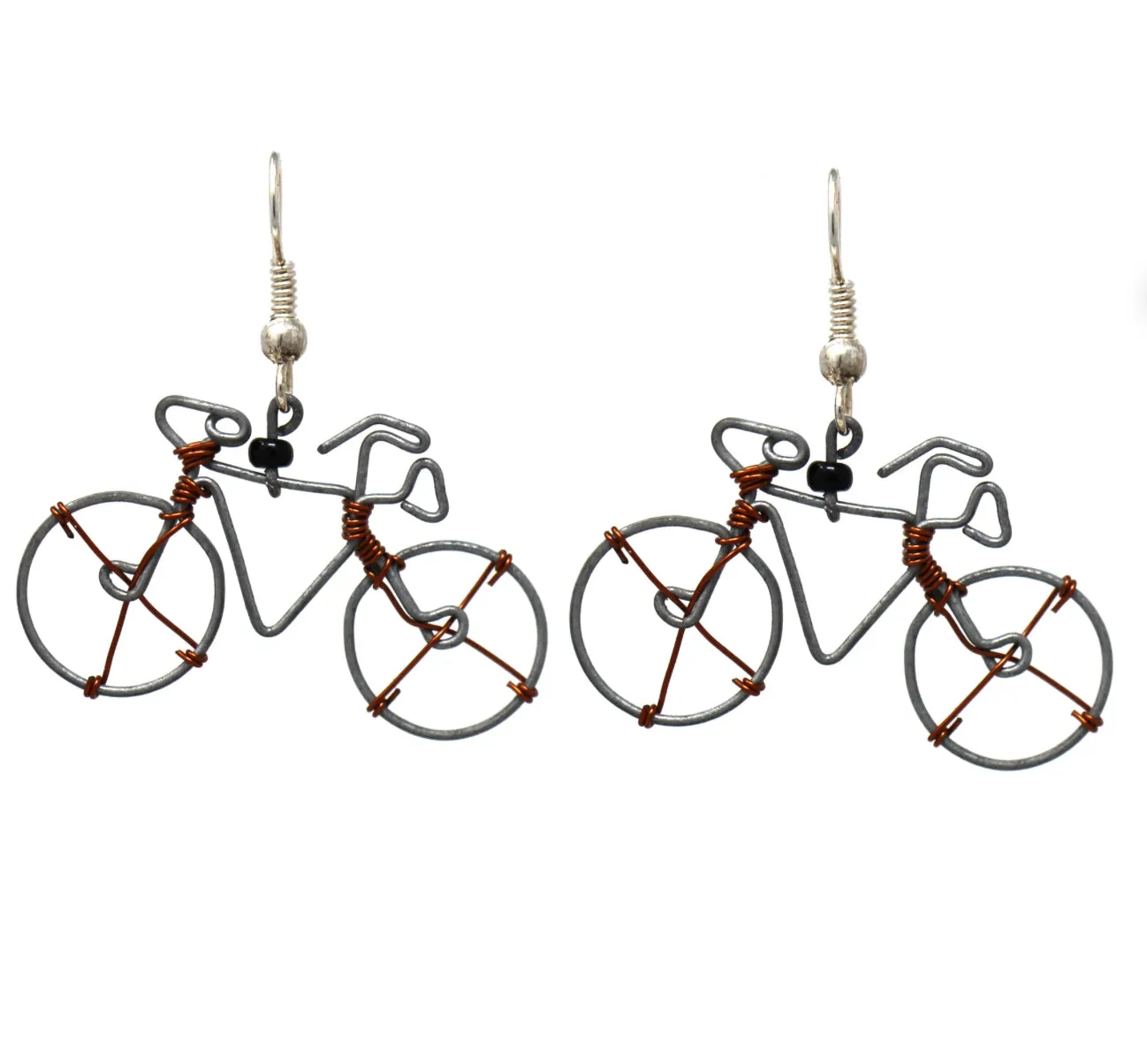 Bike Earrings of Upcycled Metal