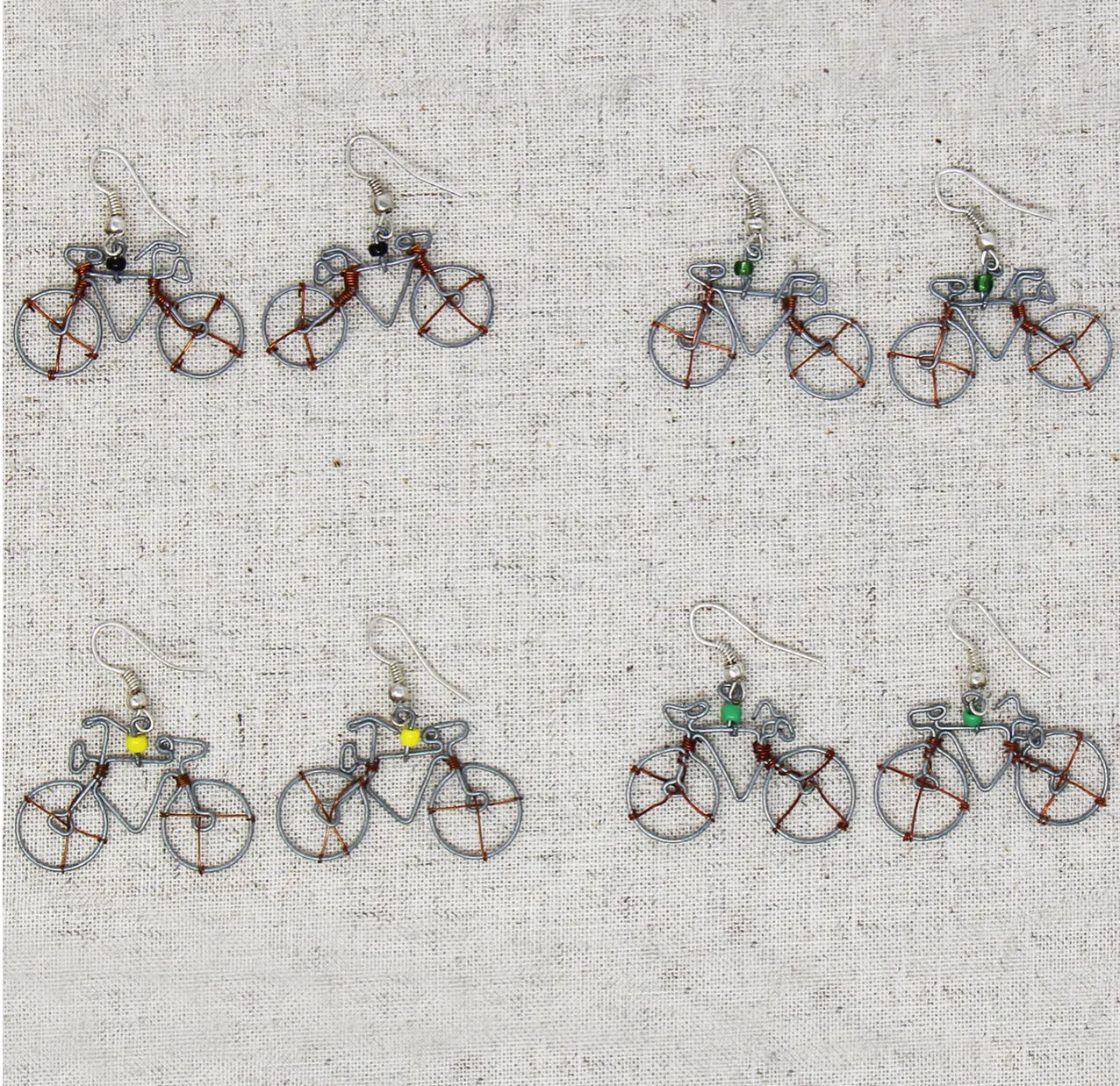 Bike Earrings of Upcycled Metal