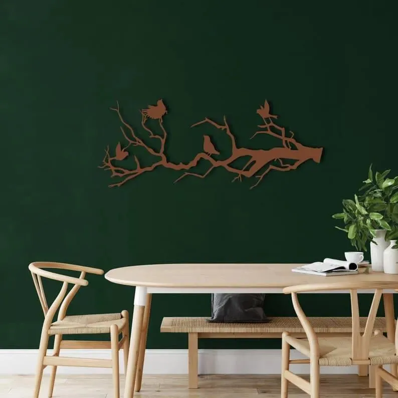 Birds on Branch Metal Wall Decor