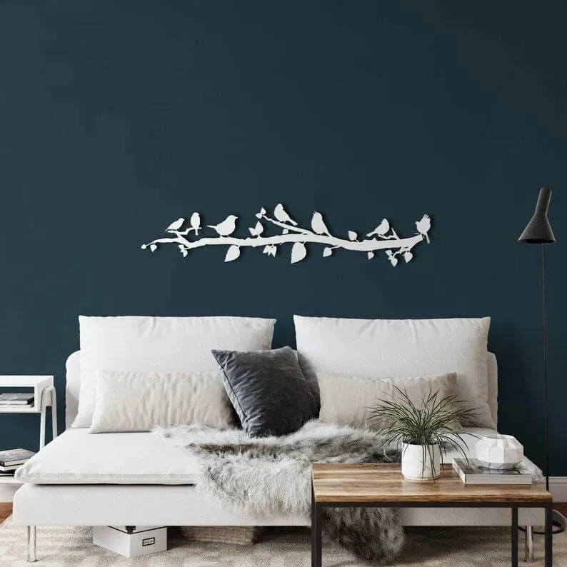 Birds on Tree Branch Metal Wall Art