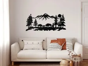 Bison and Mountain Metal Wall Hangings