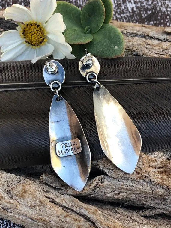 Boho Kingman II Turquoise Etched Sterling Silver Earrings