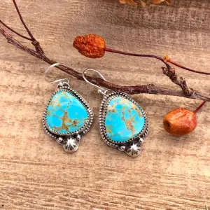 Boho Kingman star Turquoise drop Sterling Silver Earrings