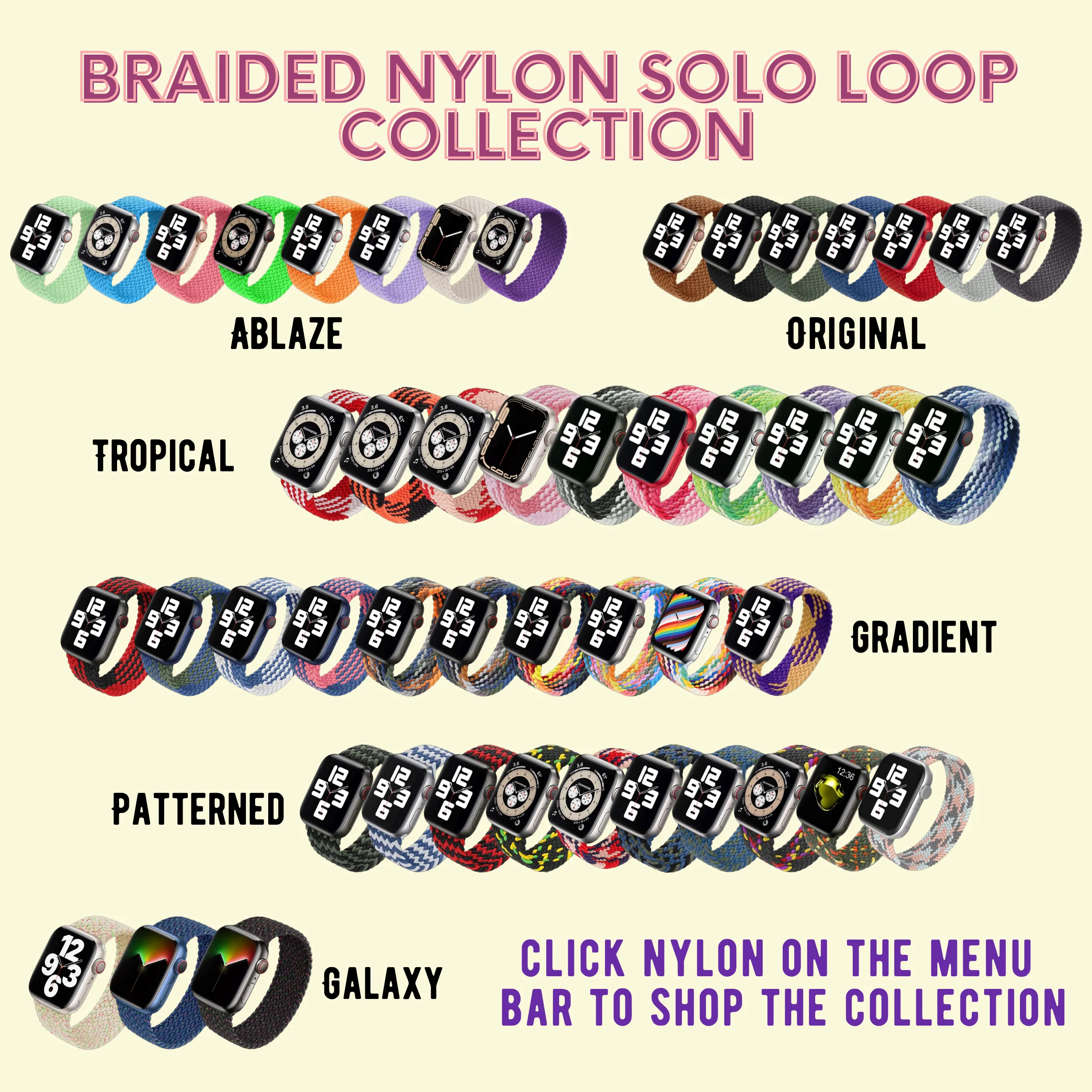 Braided Nylon Solo Loop Apple Watch Band - Gradient