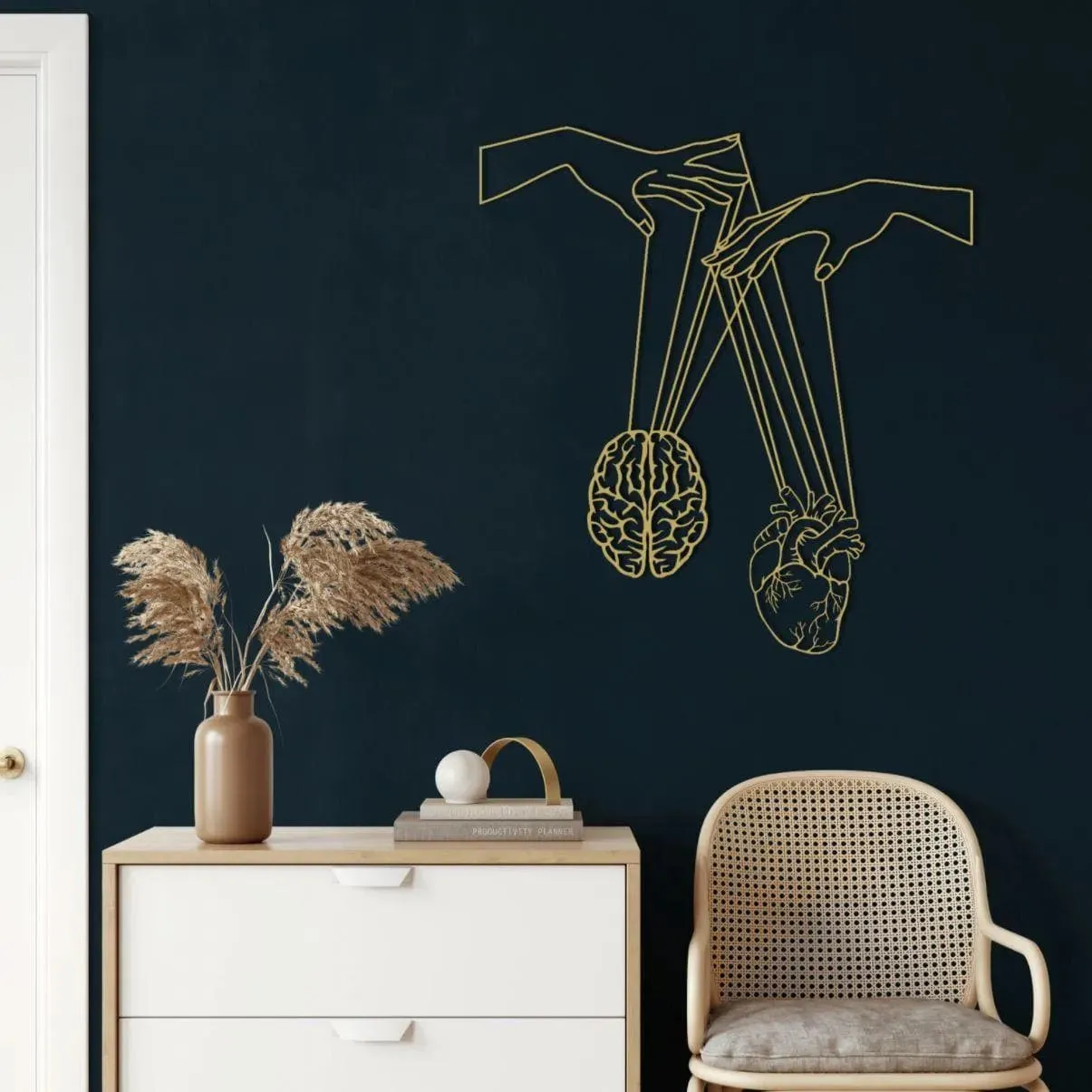 Brain and Heart Metal Wall Art