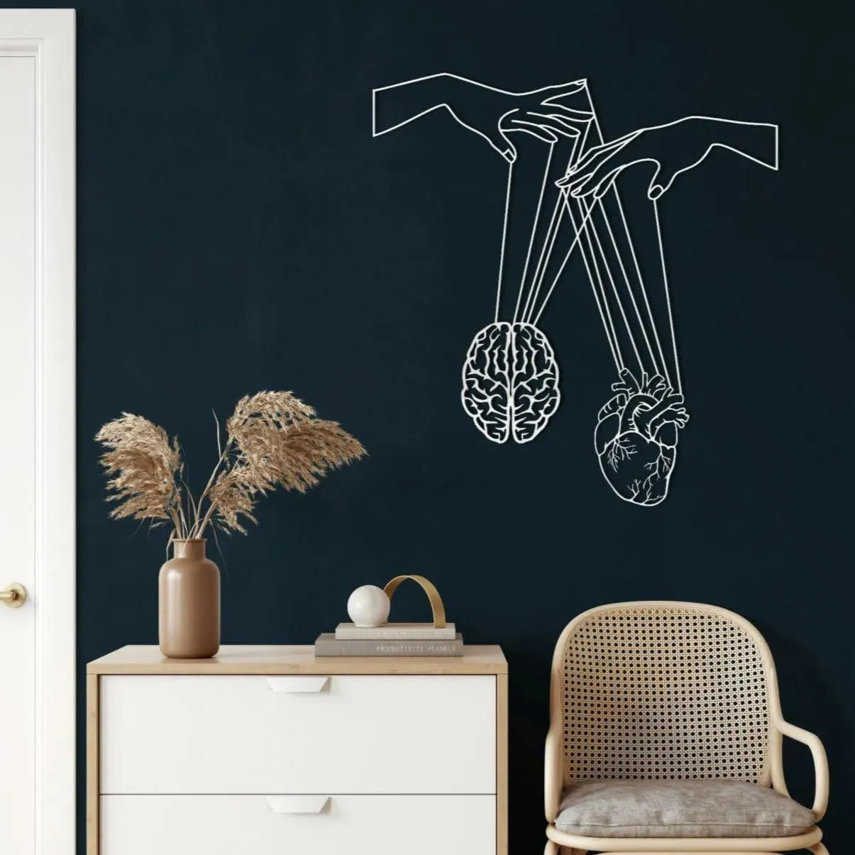 Brain and Heart Metal Wall Art
