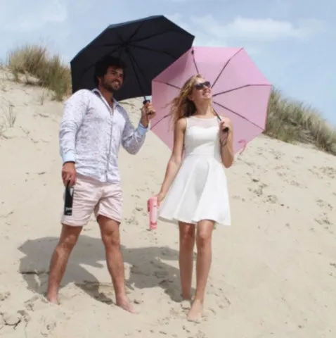 Bride and Groom Wine Bottle Umbrellas