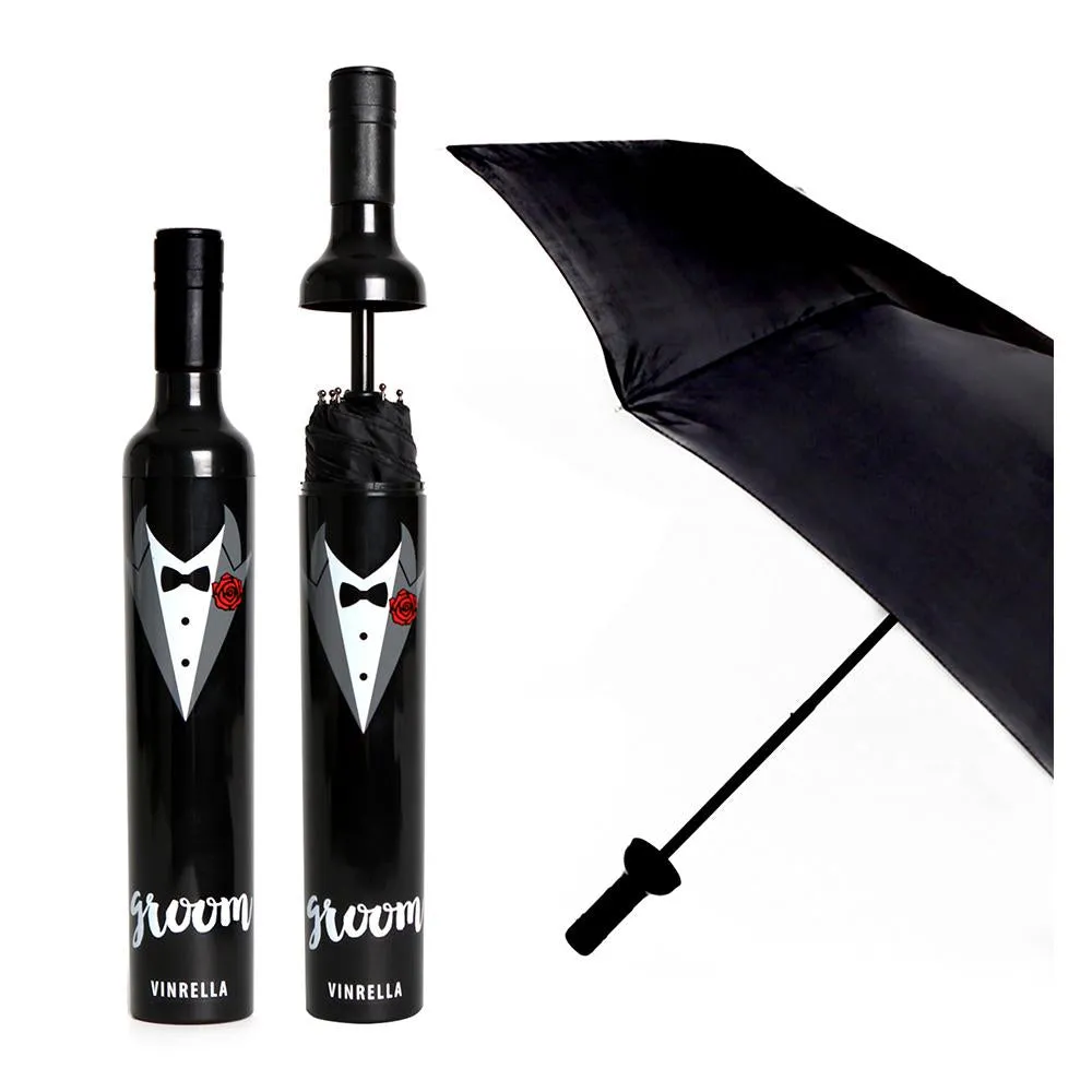 Bride and Groom Wine Bottle Umbrellas