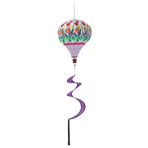 Buffalo Check Tulips Burlap Balloon Spinner,45b395