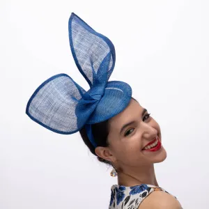 Bunny Ear Inspired Sinamay Headband: Royal