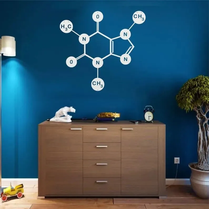 Caffeine Molecule Metal Wall Hanging Decor