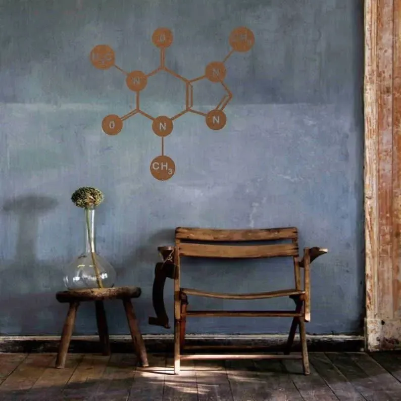 Caffeine Molecule Metal Wall Hanging Decor