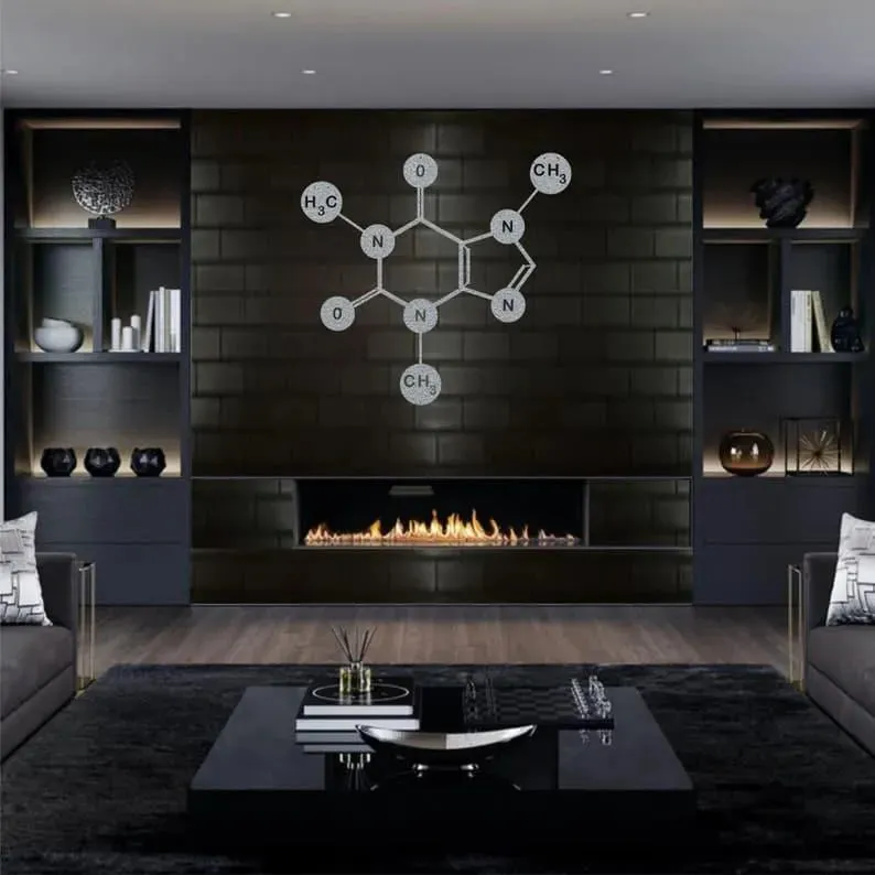 Caffeine Molecule Metal Wall Hanging Decor