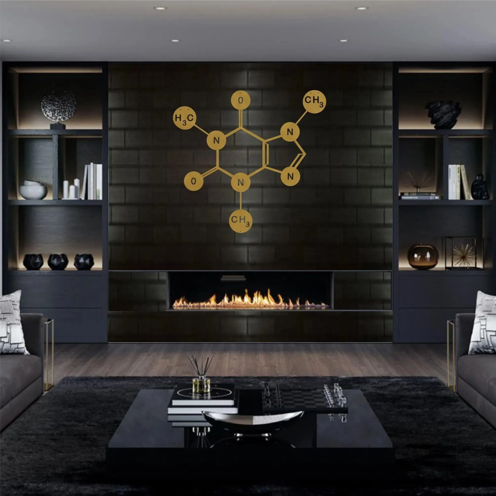 Caffeine Molecule Metal Wall Hanging Decor