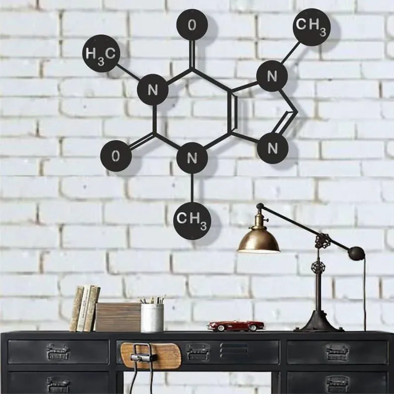 Caffeine Molecule Metal Wall Hanging Decor