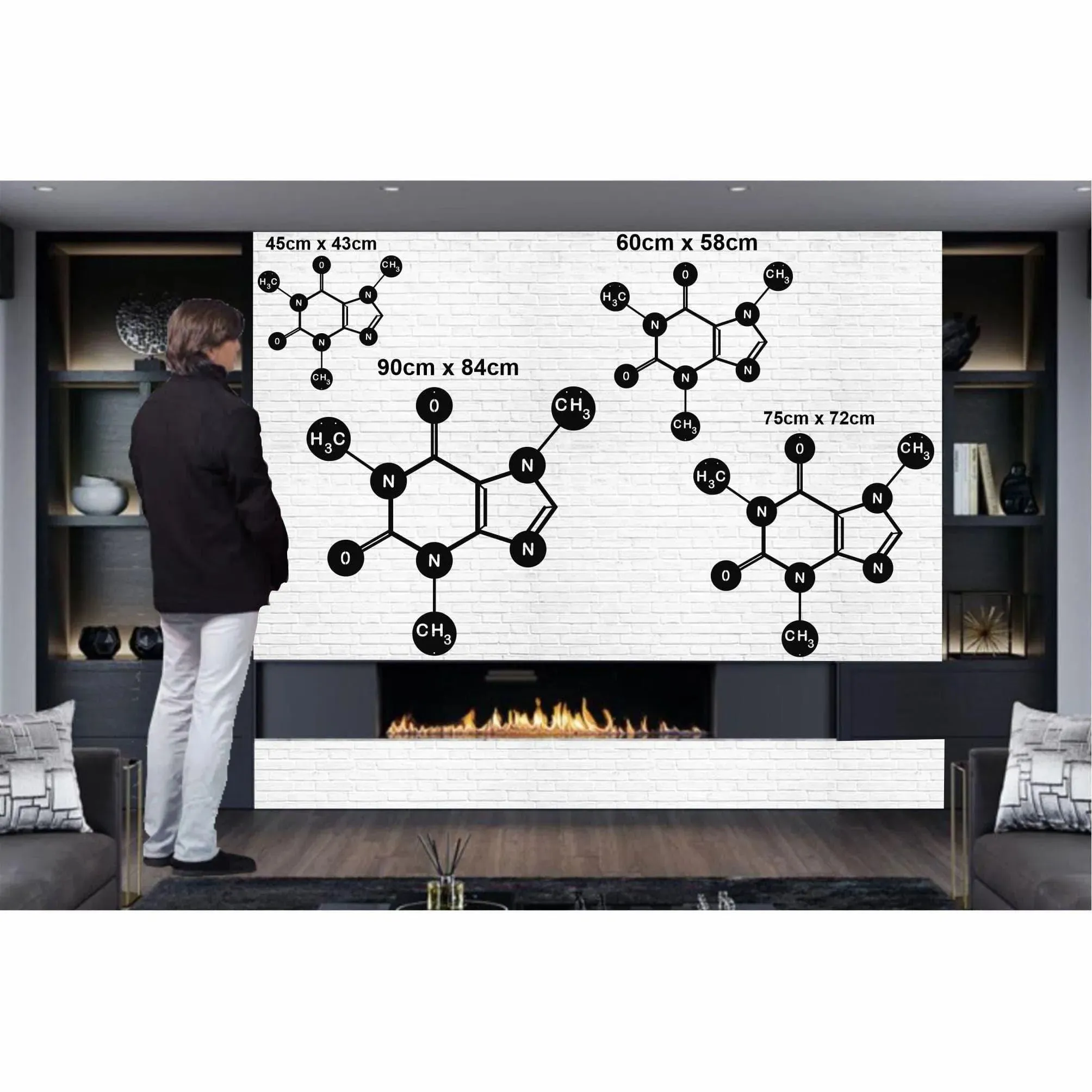 Caffeine Molecule Metal Wall Hanging Decor