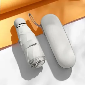Capsule Portable Mini Umbrella Rain Sunshade Umbrella Black Rubber Alloy Handle Foldable Sun Rain Dual Use
