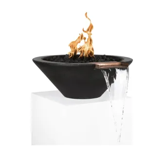 Cazo Round Fire & Water Bowl 31"x10" w/ Coppwer Spillway
